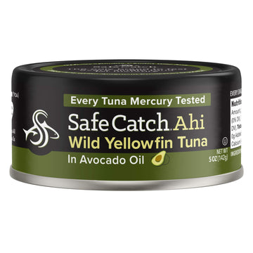 Safe Catch Wild Ahi Yellowfin Tuna Fish Canned, Wild Caught, Lowest Mercury, Lean Protein, Omega 3, Gluten-Free, Kosher, in Avoc