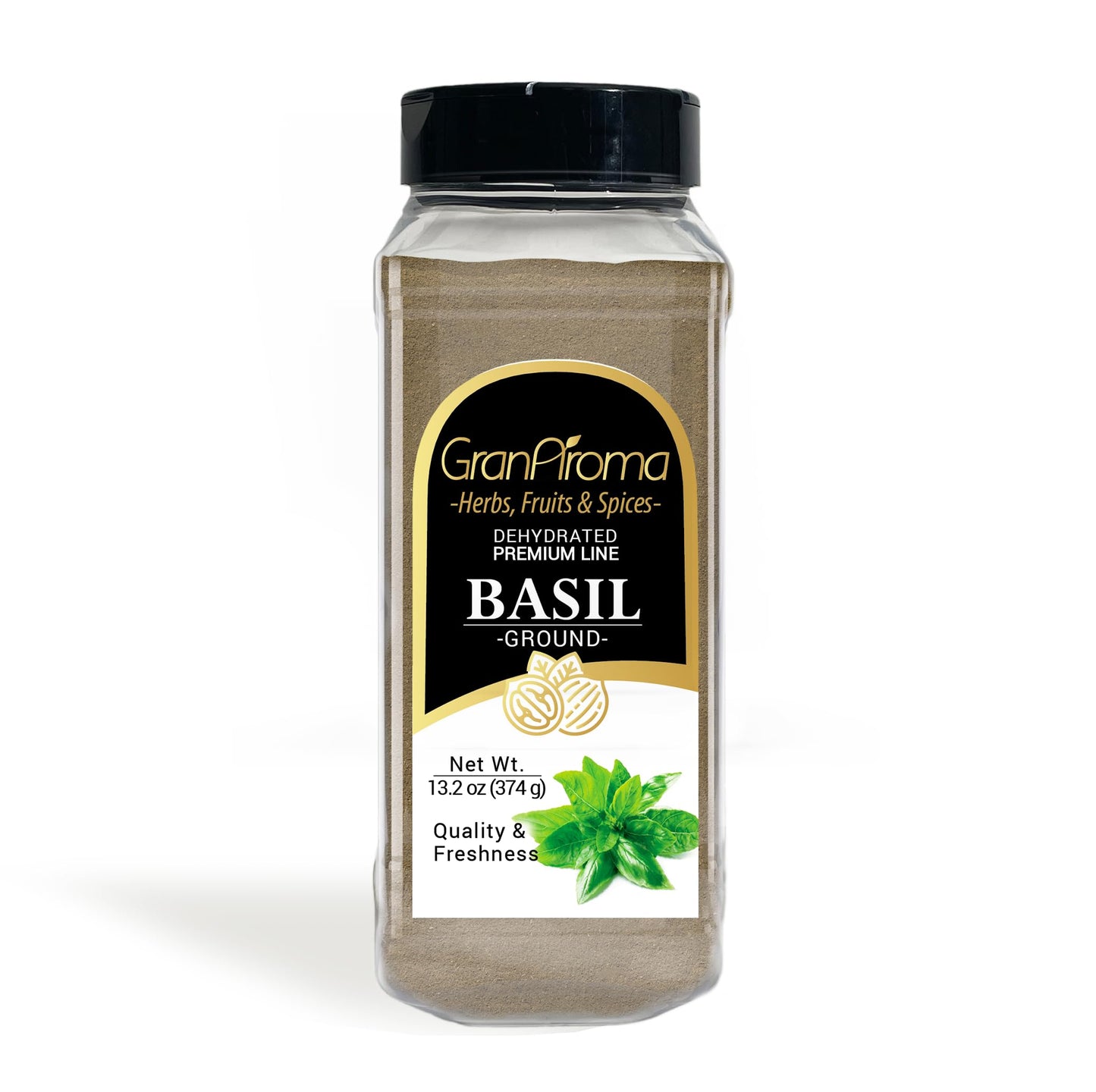 GranAroma Ground Basil, 13.2 oz, Peppery Flavor, Sauces & Dressings, Fine Ground