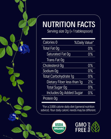 Infini Vita Dried Butterfly Pea Flower Tea 28G (1 Oz) - 100% Organic Blue Tea, Pure, Non-Gmo, Gluten Free - Natural Energy Boost