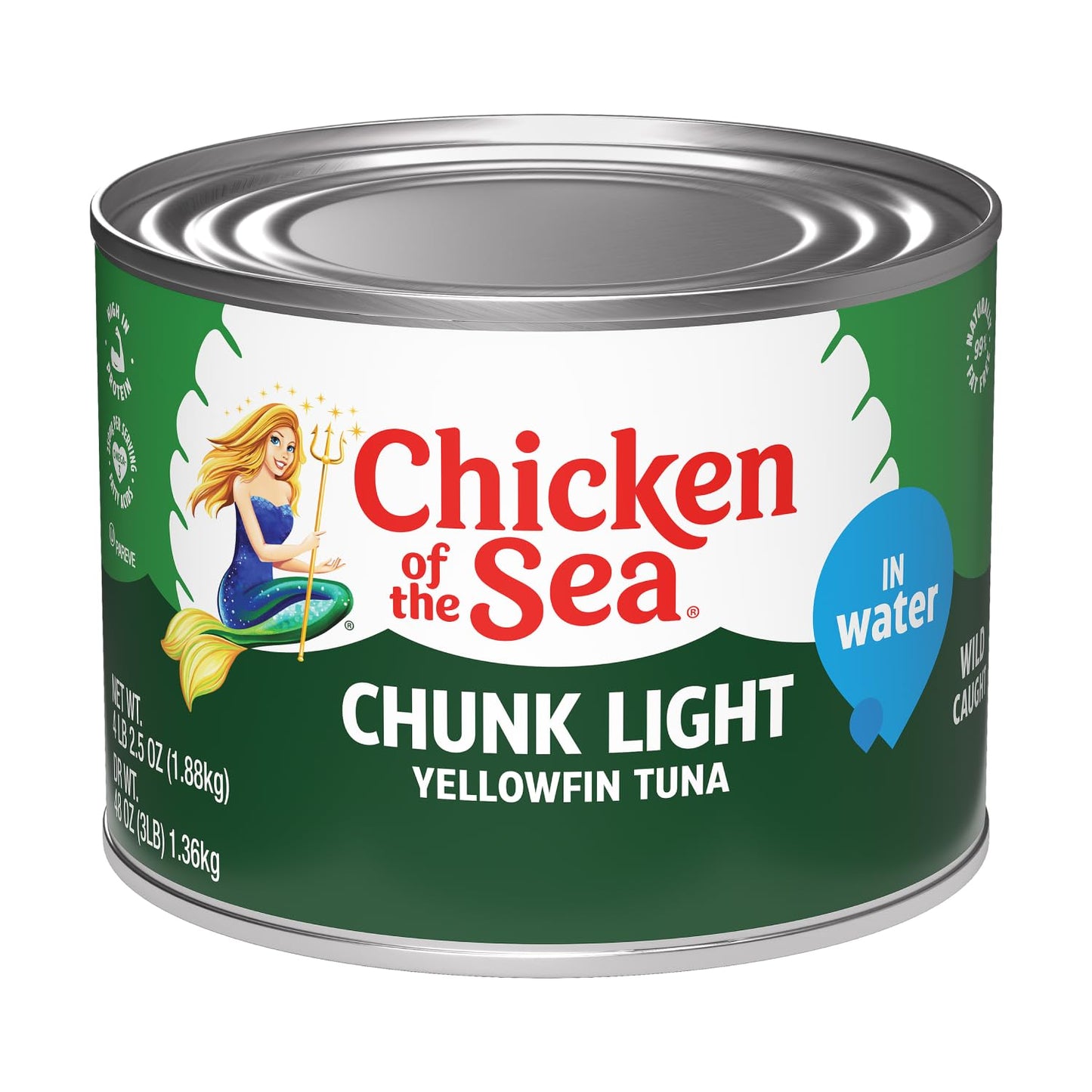 Chicken of the Sea Chunk Light Yellowfin Tuna in Water, Wild Caught Tuna, Foodservice Size, 66.5 oz. Can (Pack of 6)