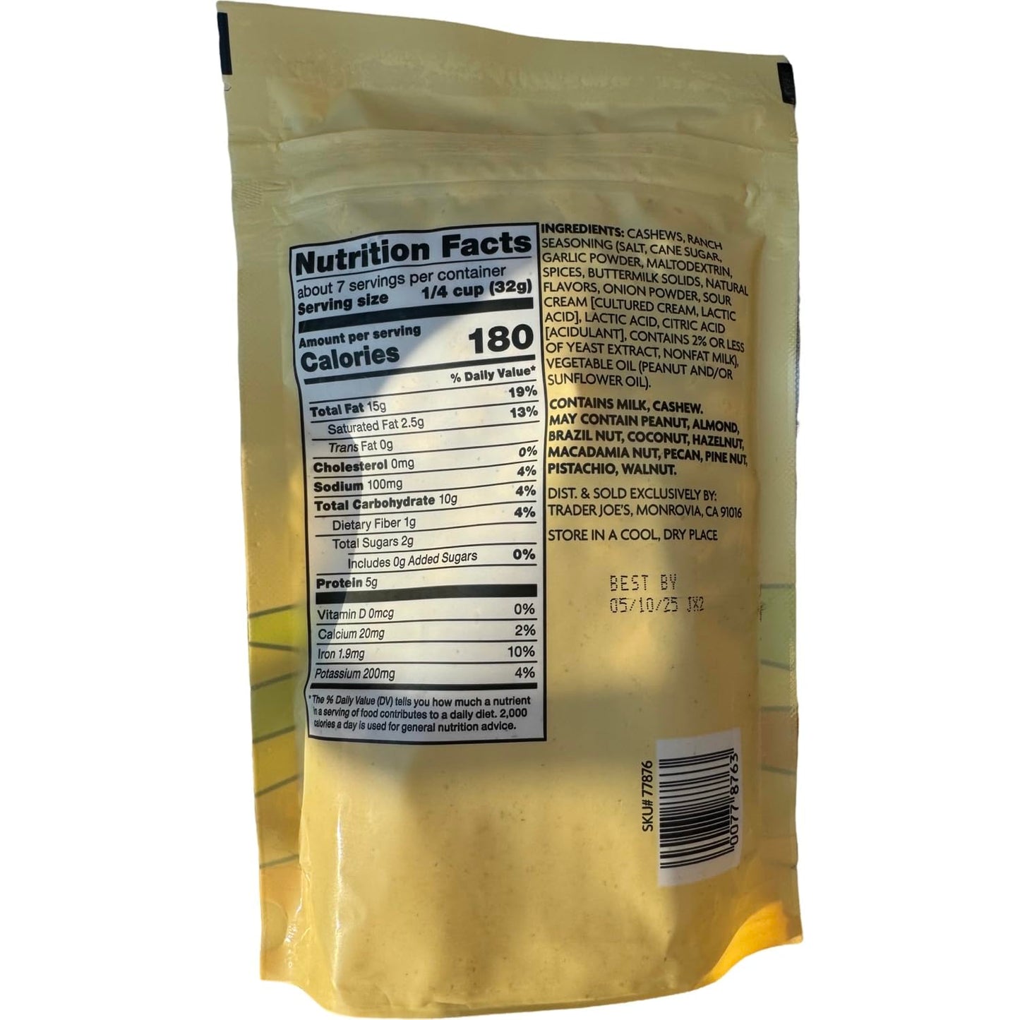 Trader Joe'S Ranch Seasoned Cashews, 8 Oz