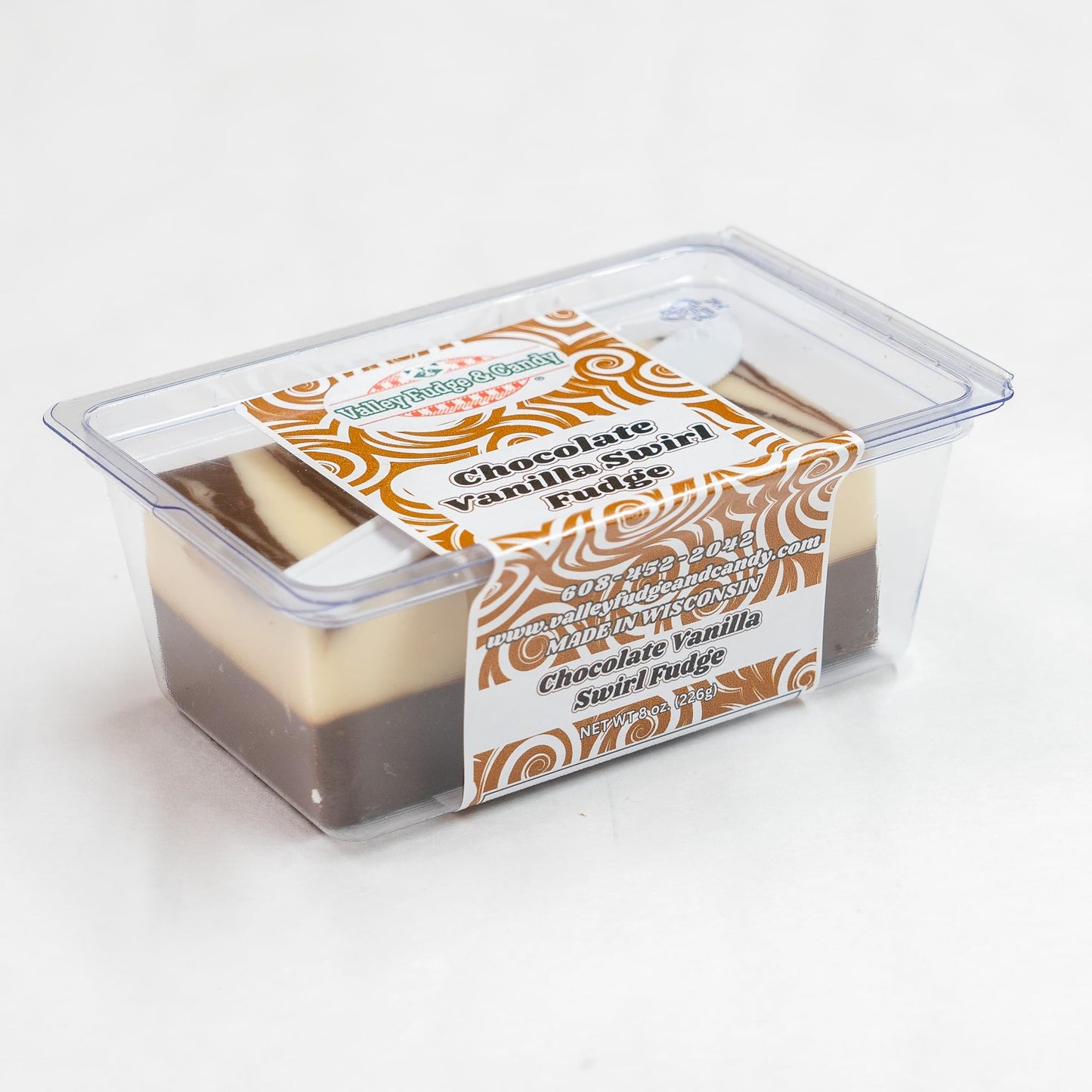 Valley Fudge Chocolate Vanilla Swirl Artisan Fudge, One Pound Package, Gourmet Candy