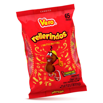 Vero Rellerindos - Tamarind Flavor Hard Candy (65 Units) - Authentic Mexican Candy, Individually Wrapped Hard Candy Pack Perfect