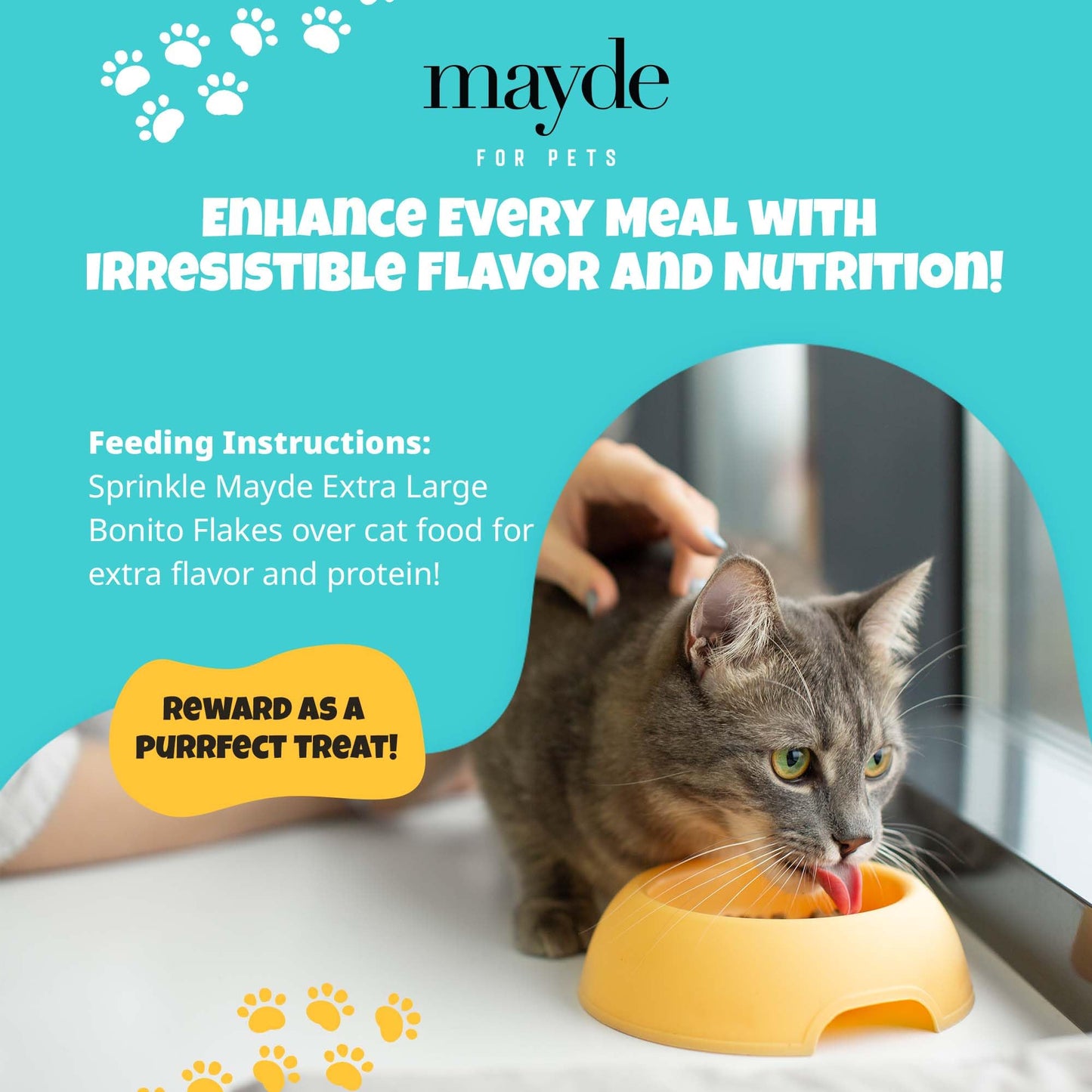 Mayde Bonito Flakes For Cats & Dogs, All-Natural High-Protein Treats, Extra Large 4Oz Bag, 2-Pack