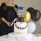 Gyufise Cake Topper Congrats 2025 Glitter Diploma Grad Cap Decoration 6.3x7.9 inches Blue Gold
