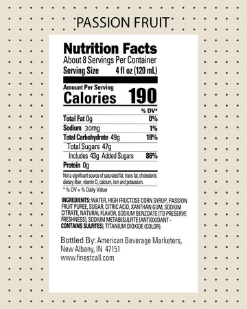 Finest Call Premium Passion Fruit Puree Drink Mix, 1 Liter Bottle (33.8 Fl Oz), Pack Of 6