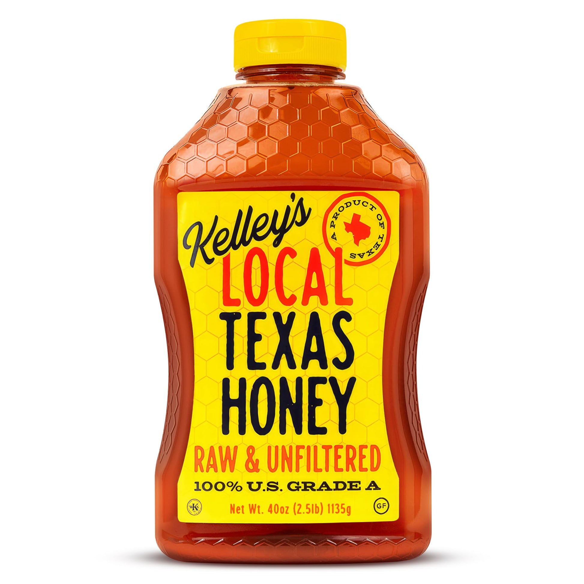 Kelley's Local Texas Honey, 40 oz - 100% Pure, Raw & Unfiltered - All-Natural American Honey for Tea, Smoothies, Yogurt, Toasts,