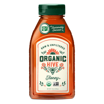 Organic Hive Raw & Unfiltered Organic Honey - 12oz, 100% Pure, USDA Organic Certified, Sourced from Brazil, Natural Sweetness, I