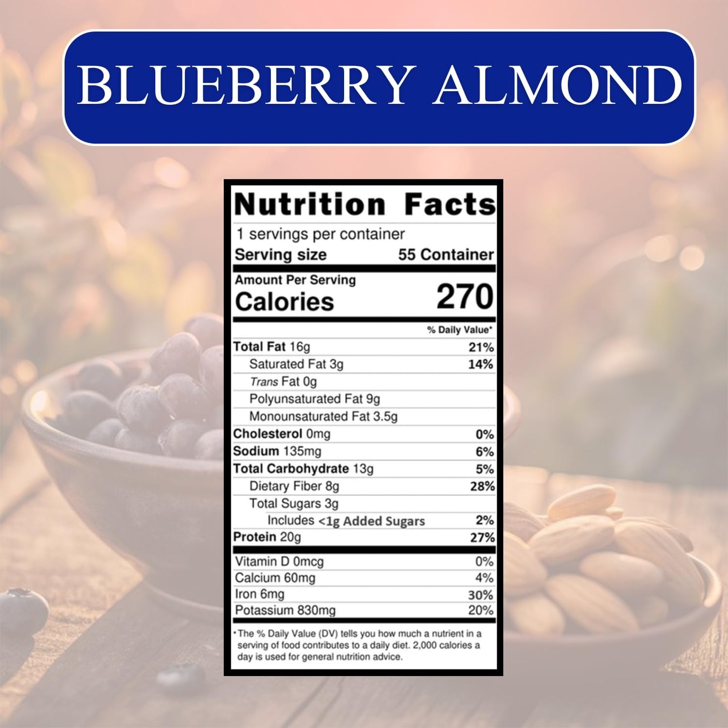 Folk Revival Blueberry Almond Hot Cereal | 20G Protein, 5G Net Carbs, High Fiber Instant Meal With Acorns - Non Gmo, Gluten Free