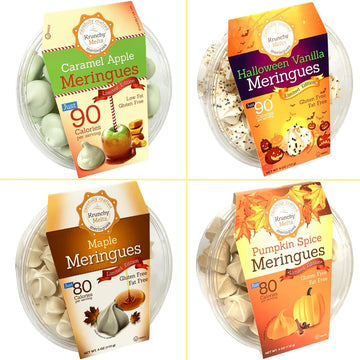 4 Pack Krunchy Melts Original Meringue Cookies | Fall Flavors 4-Pack | Caramel Apple, Halloween Vanilla, Maple, Pumpkin Spice | 