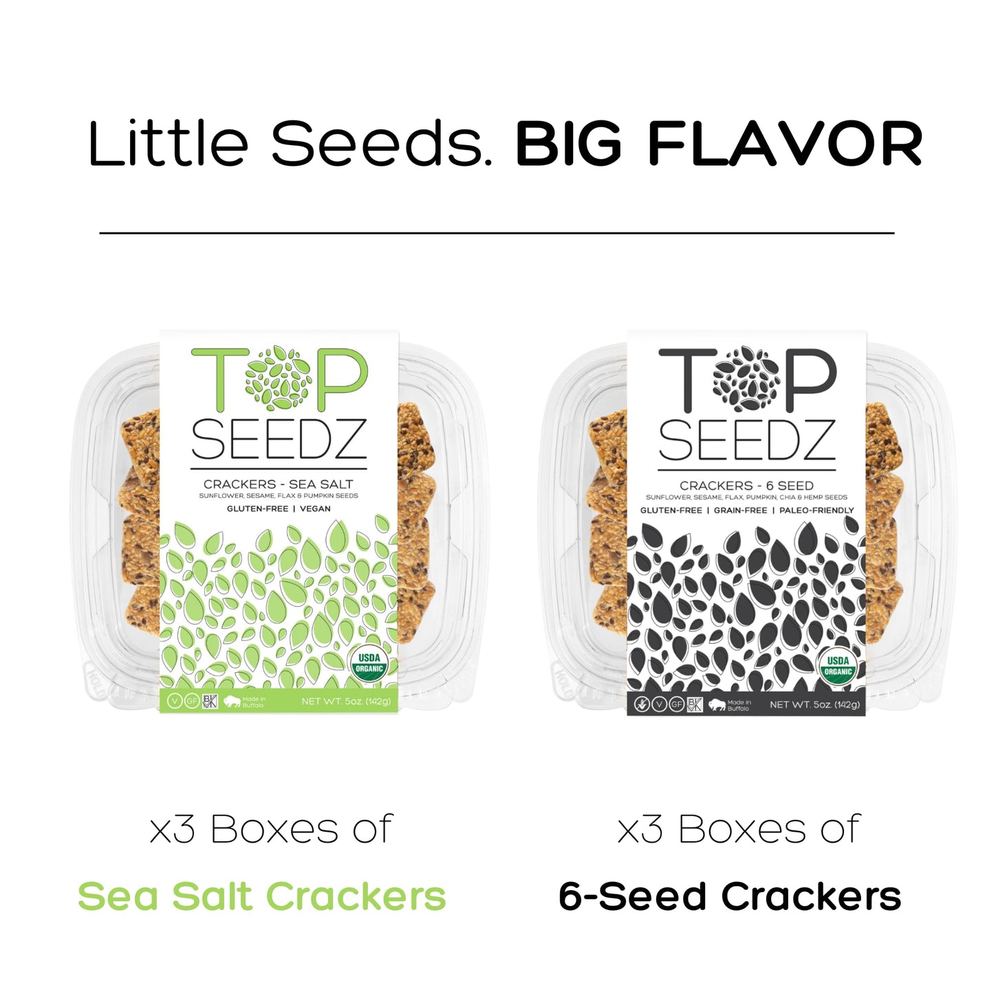 Top Seedz Organic Gluten Free Sea Salt & 6 Seed  ers, 5 Ounce (Pack of 6), Healthy Vegan Snack