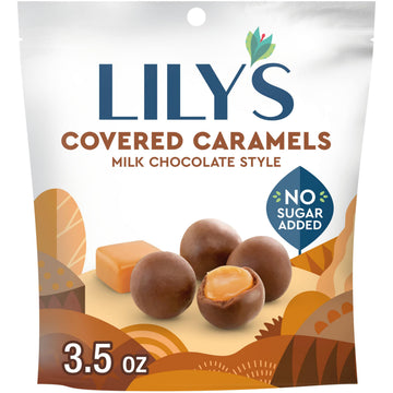 Lilys Milk Chocolate Style No Sugar Added, Covered Caramels Bag, 3.5 Oz
