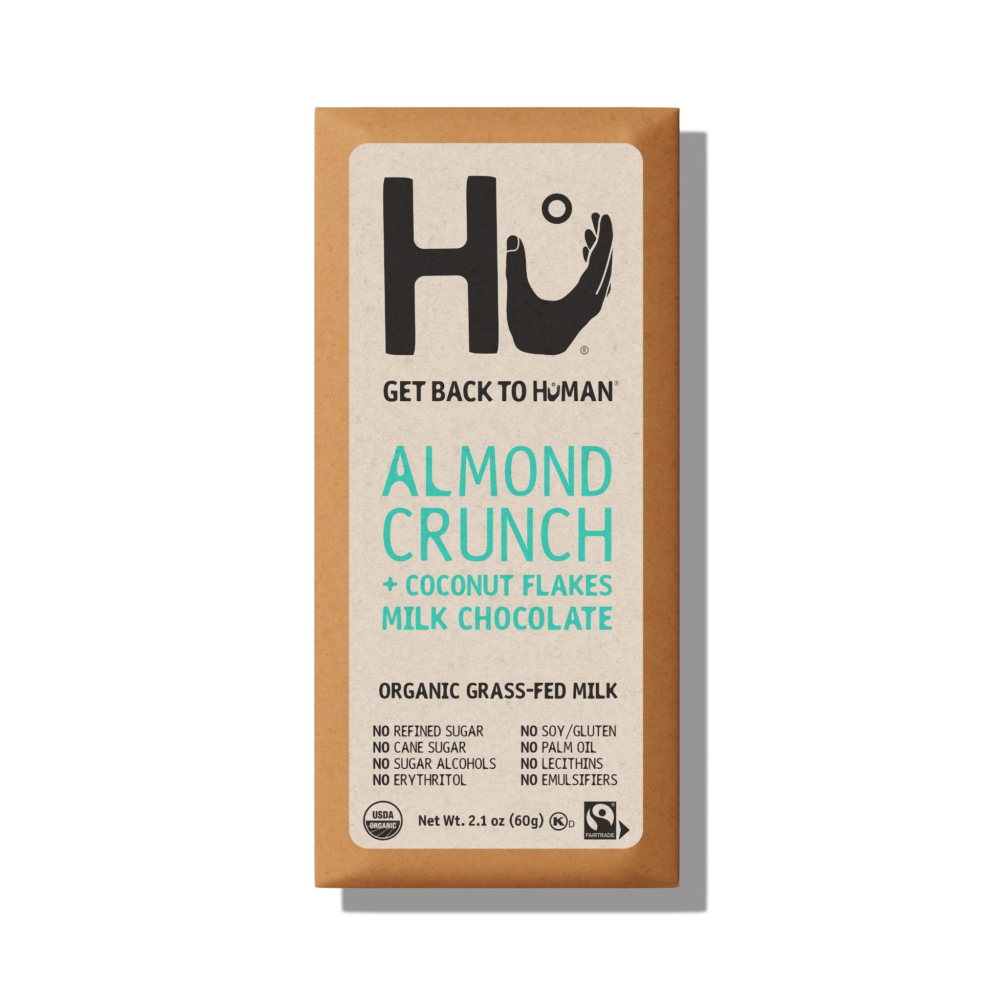 HU KITCHEN Organic Almond Crunch & Coconut Milk Chocolate Bar, 2.1 OZ