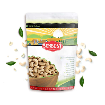 Sunbest Natural - Whole Raw Cashew, Unroasted & Unsalted Cashews For Cooking, Baking, & Toppings, On-The-Go Vegan Snack, Non-Gmo Cashew Nuts Bulk In Resealable Bag, 3 Lbs