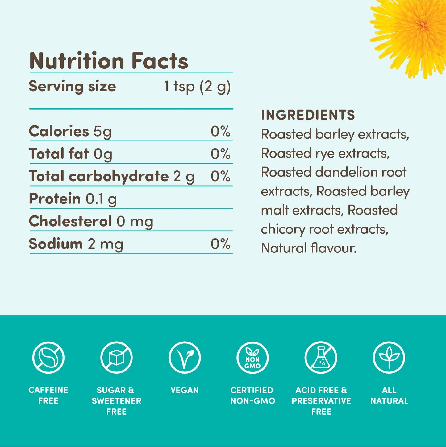 Nummy Creations Instant Caffeine-Free Coffee Alternative, 10.6 Ounce, with Dandelion and Chicory, Coffee Substitute