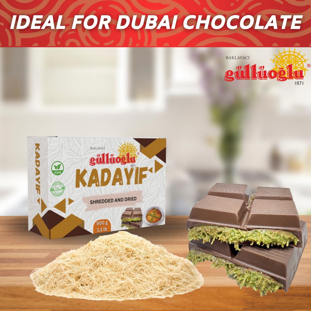 Gulluoglu Dried & Shredded Kataifi - 500G (1.1Lb) Kadayif Chopped Fillo Dough, Shredded Phyllo, Kadayif Pastry Dough, Knafeh, Ku