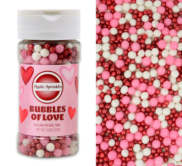 Mystic Sprinkles Valentine's Day Sprinkle Mixes (Bubbles of Love Sugar Pearl Mix 4.3oz)
