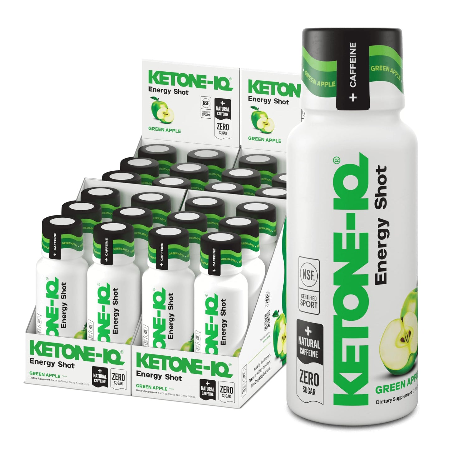 Ketone-IQ Ketone Energy Shots - 100mg Green Tea Caffeine, 5g Exogenous Ketones, 2 Fl Oz (Pack of 24) - Fast Acting Energy Drink