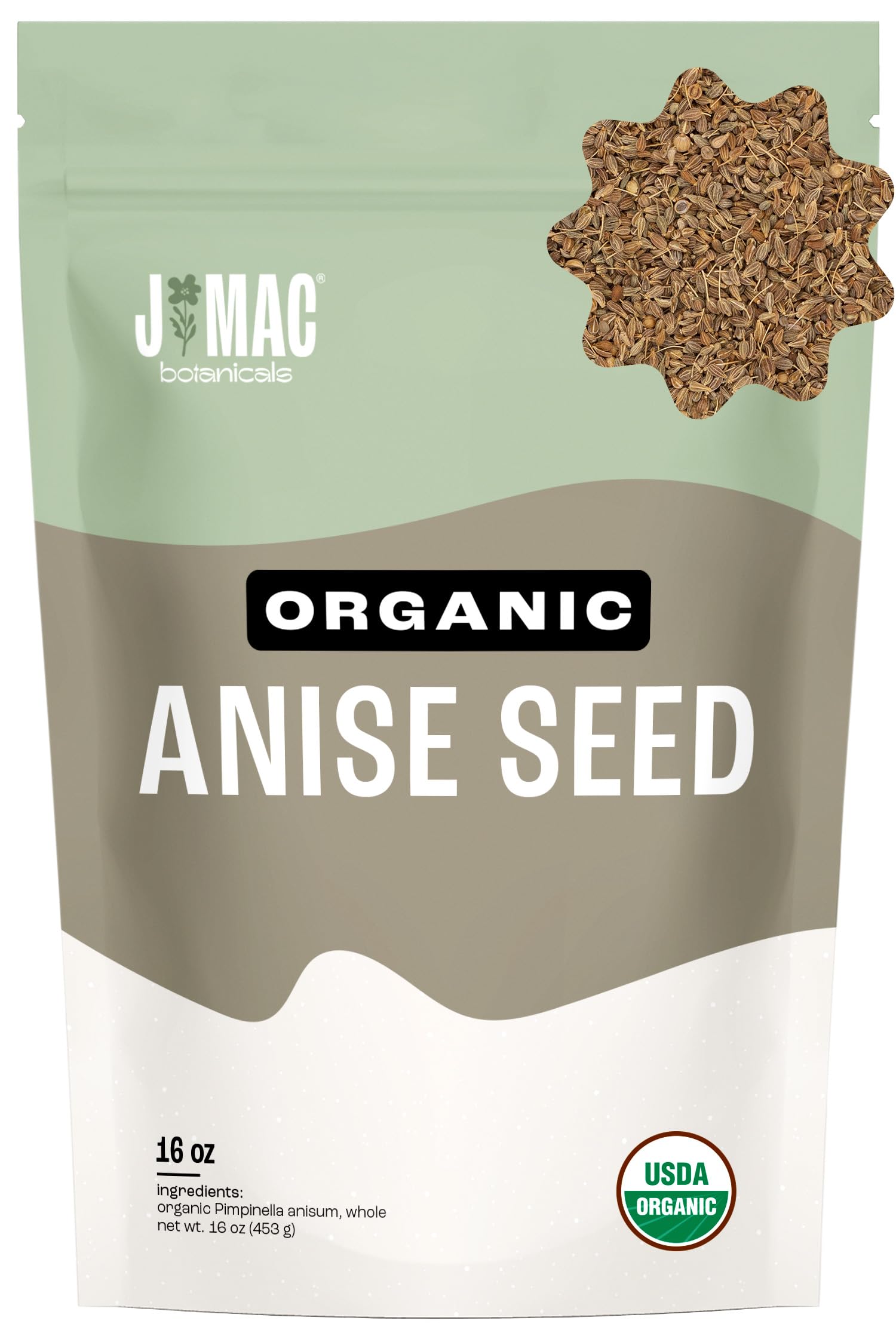 J Mac Botanicals Organic Anise Seeds (16 oz) whole seeds  aniseed  anisecookies  anisetea  aniseseed powder  aniseseeds for baking  Certified Organic.