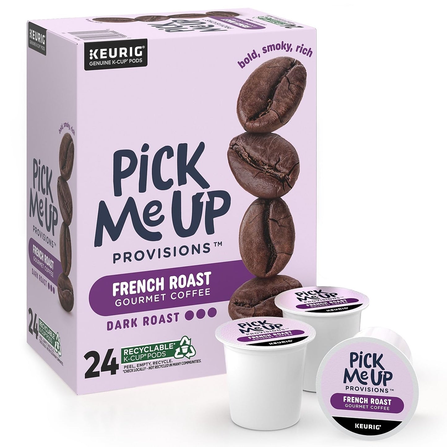 Pick Me Up French Roast Coffee Pods, Dark Roast, 24/Box
