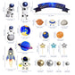 Ayearparty 32 Pcs Space Cake Toppers Outer Space Cake Decorations Astronaut Figurines Planet Rocket Stars And Satellite Pearl Ba