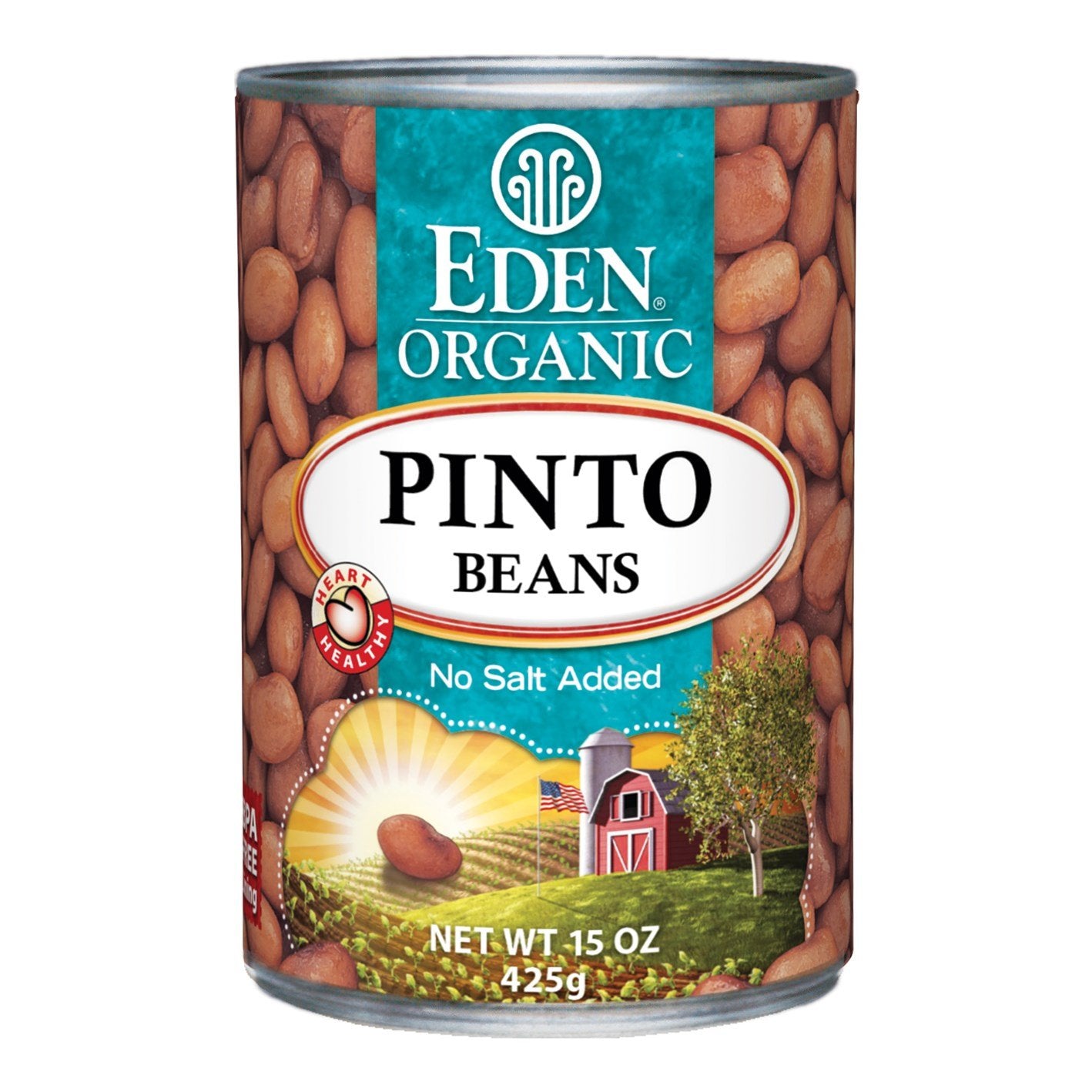 Eden Organic Pinto Beans, 15 oz Can (12-Pack), No Salt Added, Non-GMO, Gluten Free, Vegan, Kosher, U.S. Grown, Heat and Serve, M