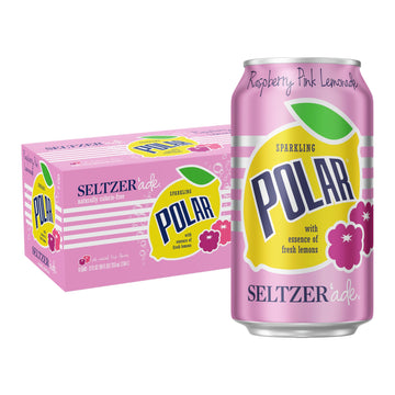 Polar Seltzer Raspberry Pink Lemonade, 12 Fl oz cans, 8pk