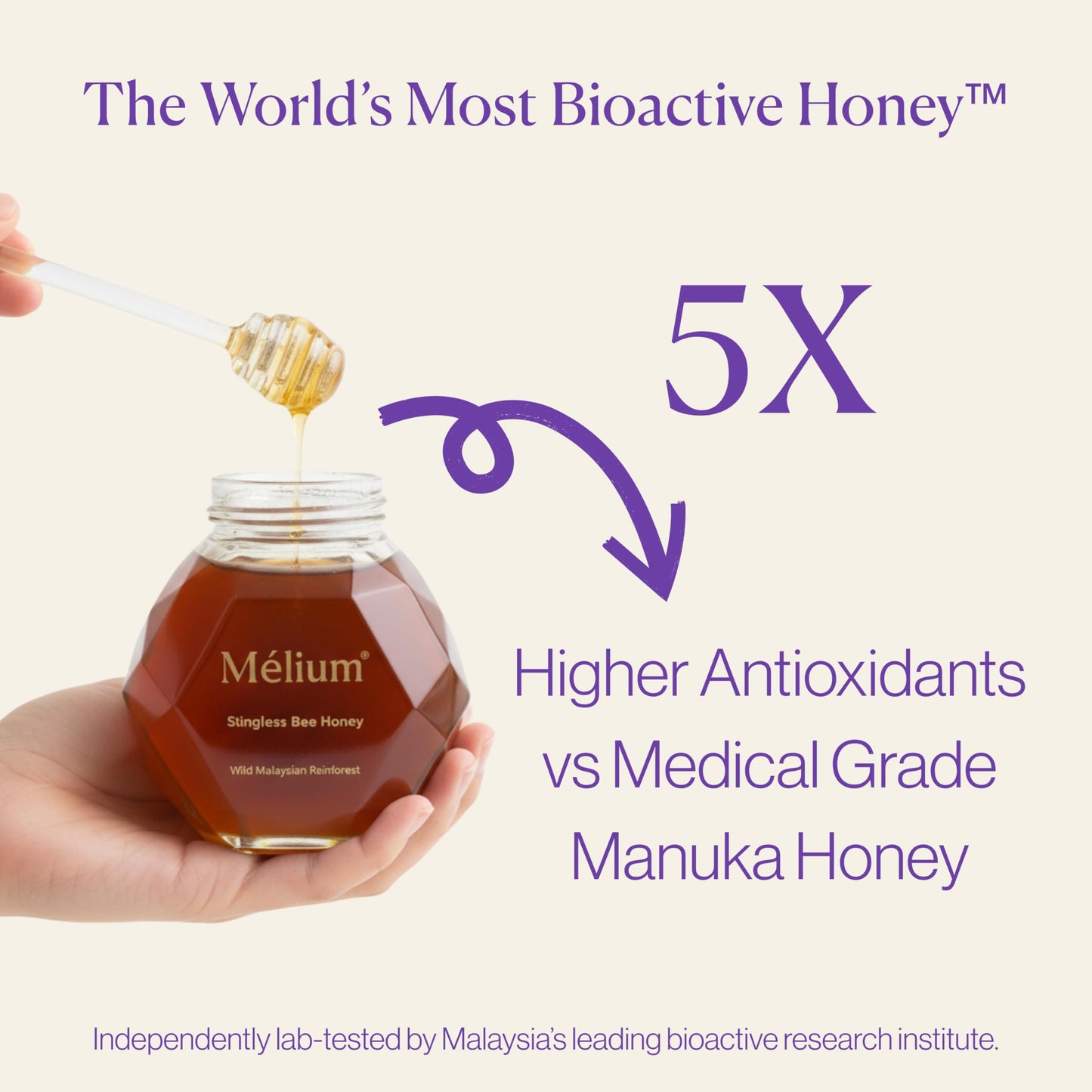 M?lium Stingless Bee Honey 8.8oz - Lab-Verified with 5? Higher Antioxidants vs Manuka Honey Medical Grade - Third-Party Tested  Pure  Naturally Low-GI & Sucrose Free