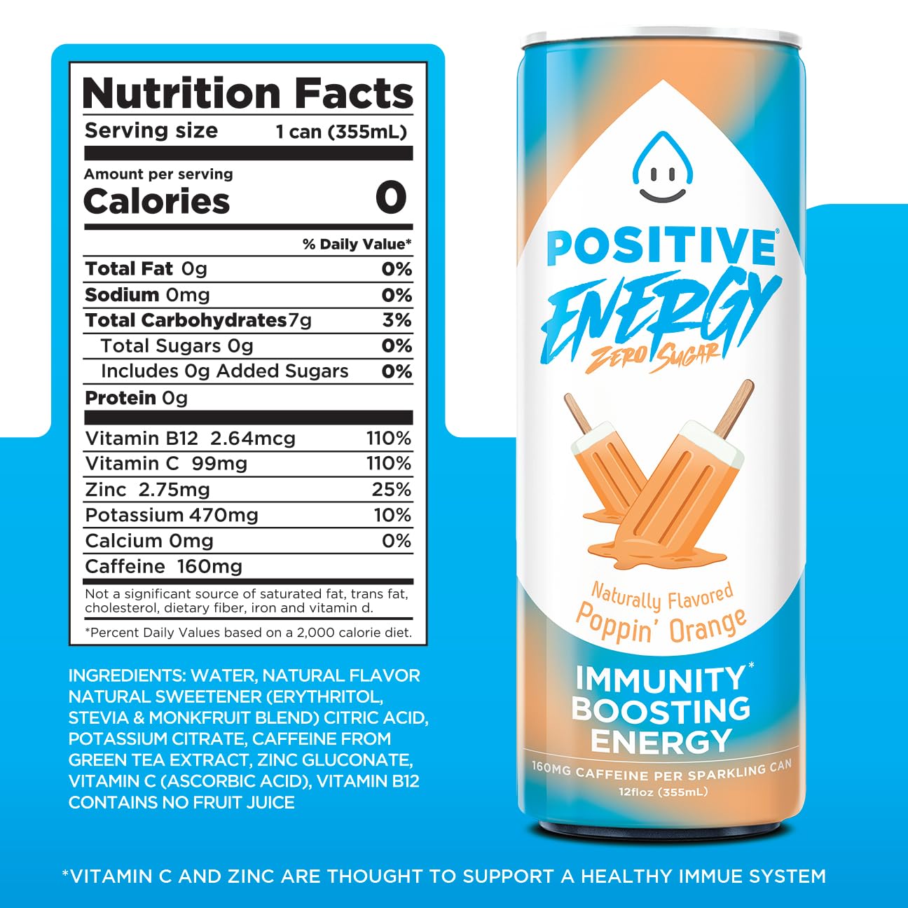 POSITIVE ENERGY Positive Energy Drink Variety Pack - Zero Sugar, Zero Calorie, Hydrating Electrolytes, 12 Fl Oz (Pack of 12)