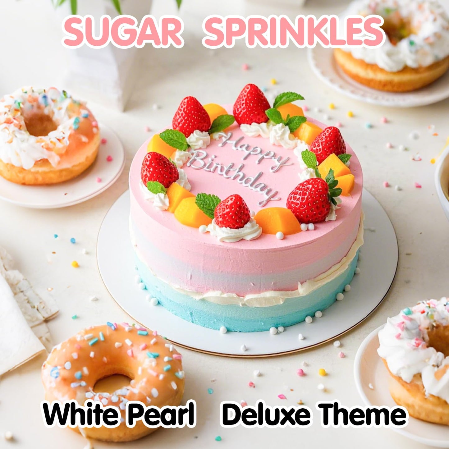 Sugarzy Christmas Edible White Pearl Sprinkles, 130g/4.58oz, Cake Decorating, Cupcake Toppers, Baking Candy Decorations