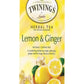 Twinings Lemon & Ginger Herbal Tea, 20 Count, Caffeine-Free, Ideal for Relaxation