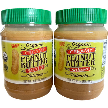 Trader Joe'S Organic Peanut Butter Creamy Salted Valencia 1 Lb (Pack Of 2)