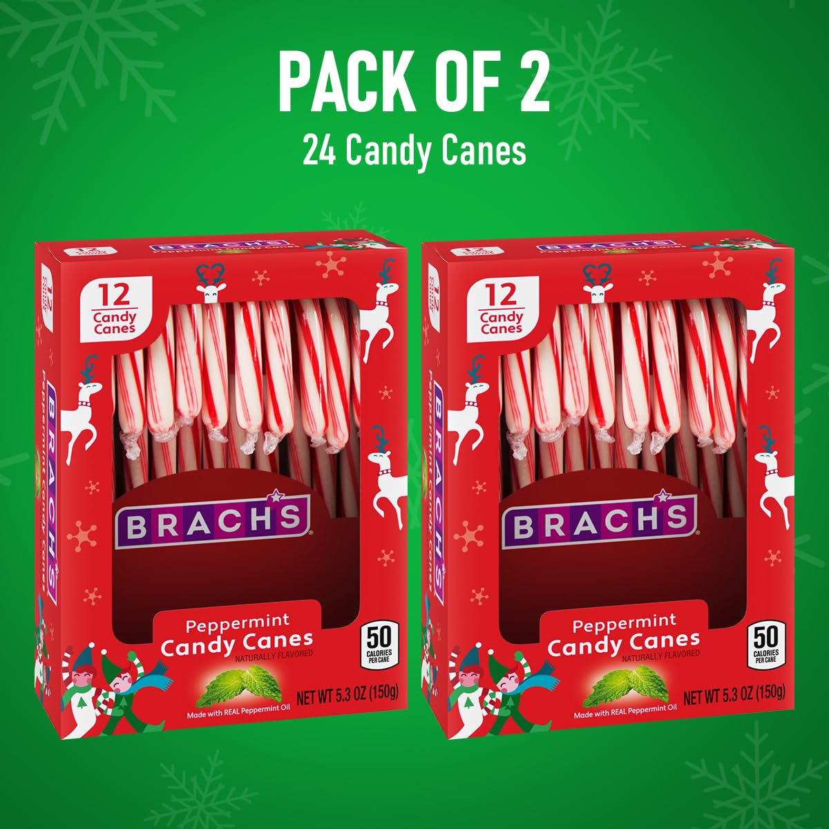 Katies Kandy Korner Brachs Peppermint Candy Canes In Bulk 12 Each, Individually Wrapped Ideal Bulk Candy Canes For Christmas Cel