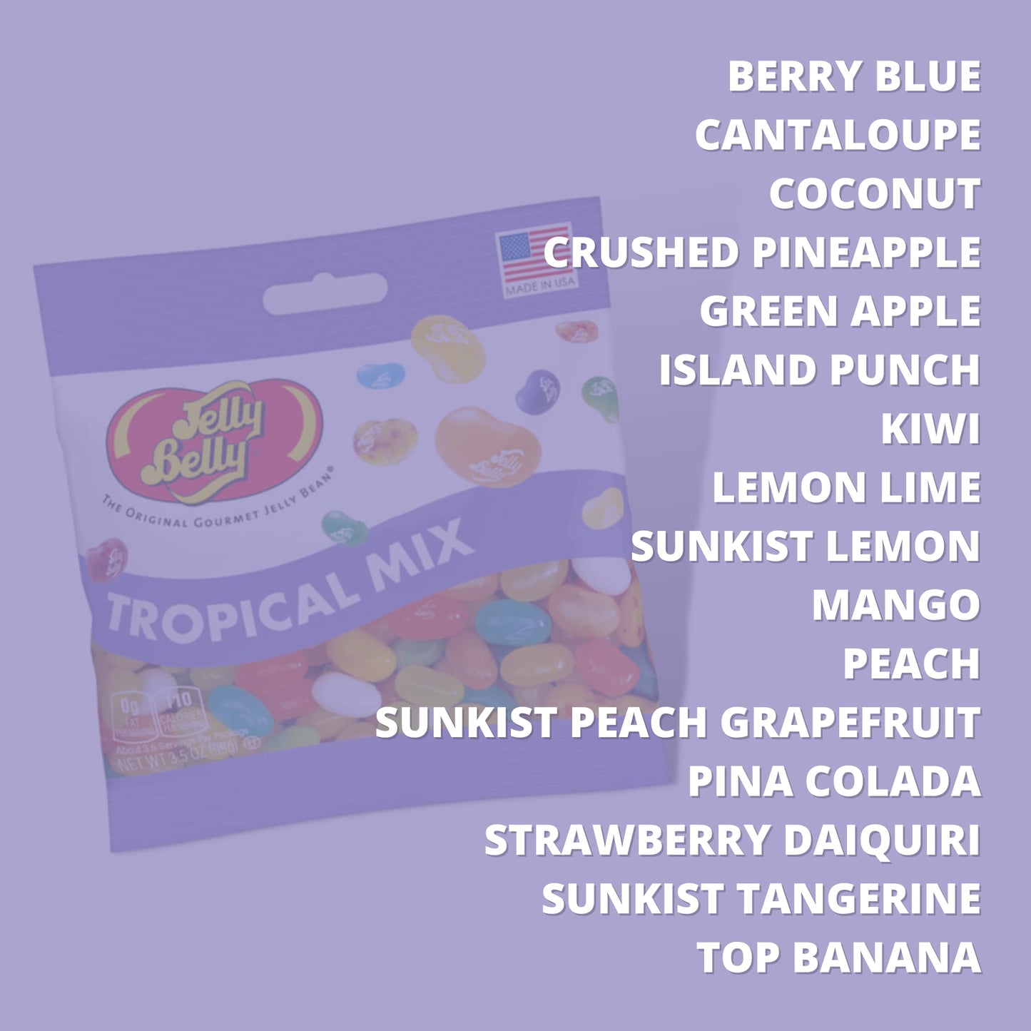 Needzo Jelly Bean Tropical Mix Bulk Shareable Candy, Fruit Flavored Gourmet Chewy Candies For Gift Baskets, Pack Of 3, 3.5 Ounce