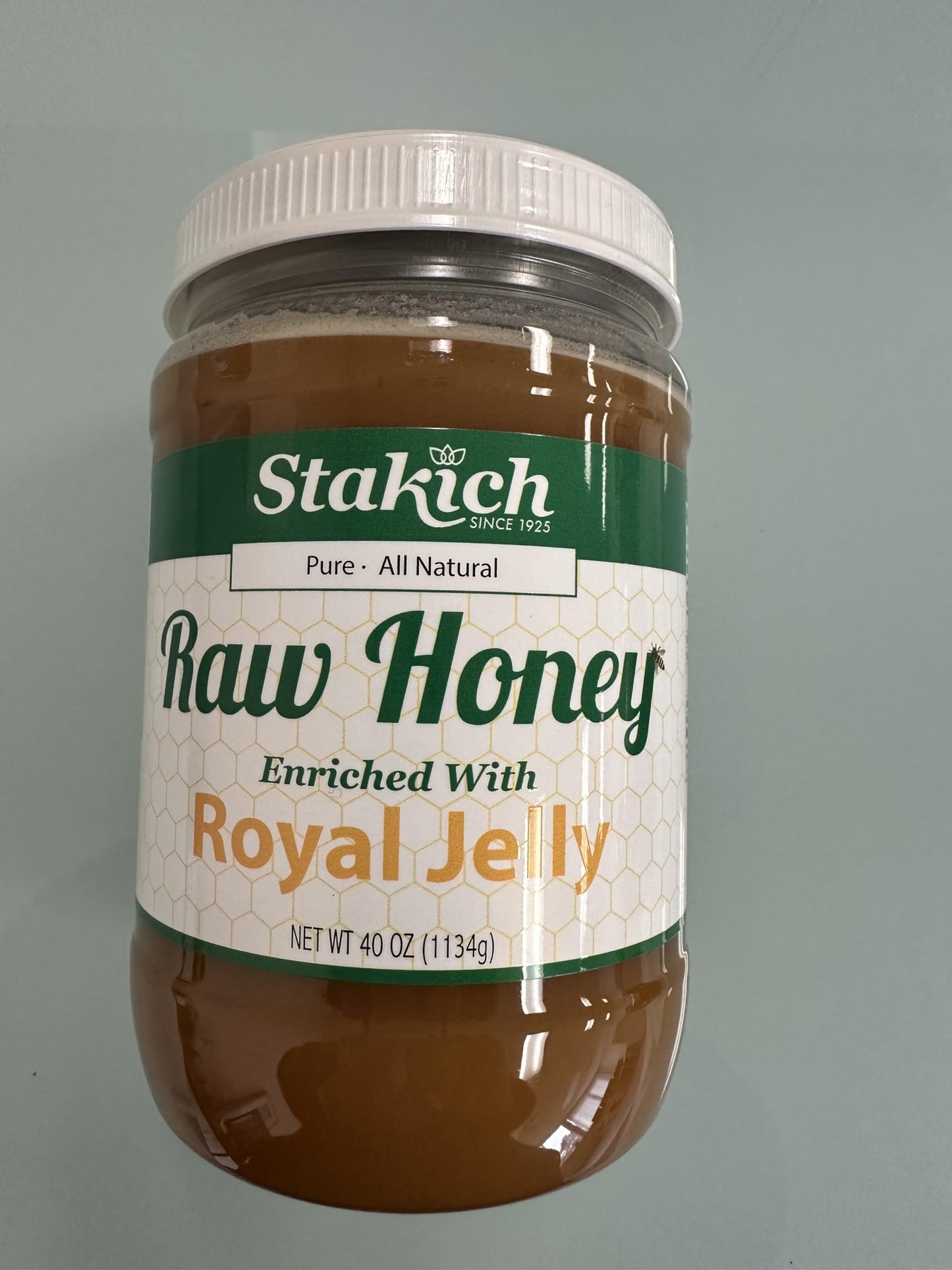 Stakich Royal Jelly Enriched Raw Honey - Pure, Unprocessed - 40 Ounce