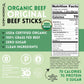 Mission Meats 100% Certified Organic Beef Sticks - Pasture-Raised  Zero Sugar  Non-GMO  Healthy Individually Wrapped Meat Sticks Snack  0.75oz (24 Count)
