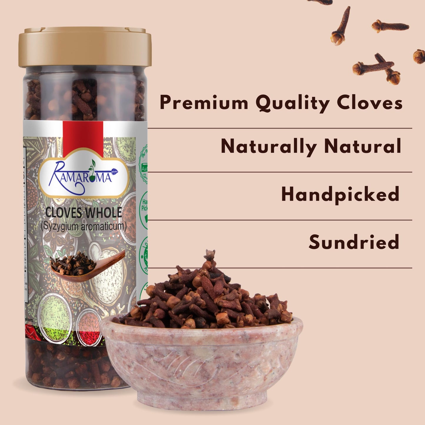 Ramaroma Cloves Whole (Laung) 3.5Oz (100G) Great For Food, Tea, Hand Selected, Spice, ~ All Natural | Non-Gmo | Vegan | Gluten F