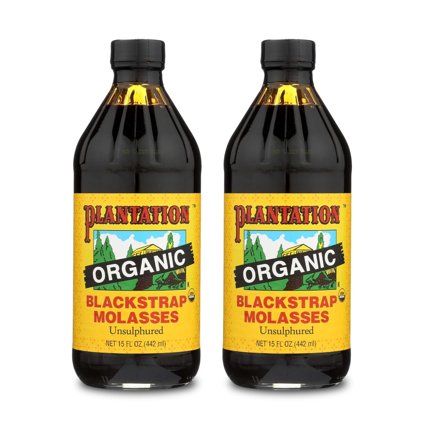 Plantation Blackstrap Molasses, Organic, 15 oz (Pack of 2)