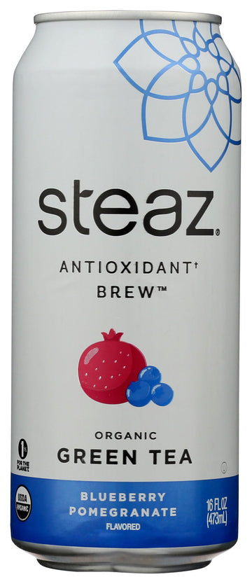 Steaz Organic Iced Green Tea, Blueberry And Pomegranate, 16 Oz