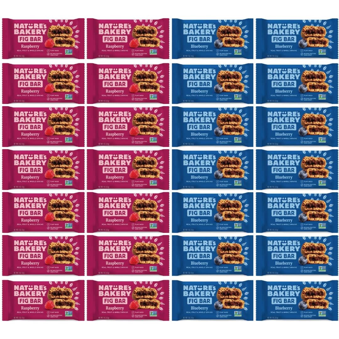 Iron Shield Natures Bakery Whole Wheat Fig Bars - 32 Twin Packs (16 Blueberry, 16 Raspberry) - 1 Count