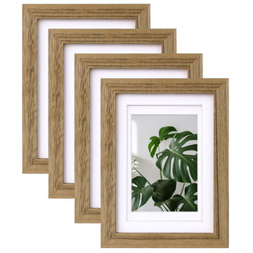 Egofine 4X6 Picture Frames With Plexiglass, Display Pictures 3.5X5 With Mat Or 4X6 Without Mat Set Of 4 For Tabletop And Wall Mo