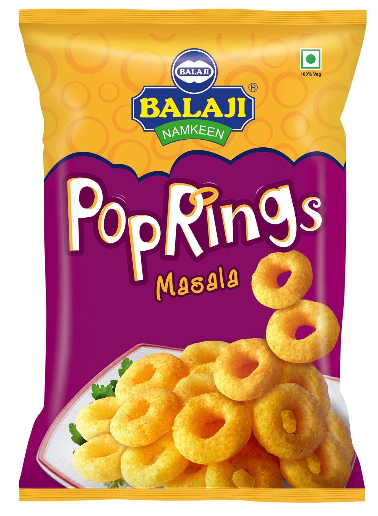 Balaji Pop Rings - Masala - (corn puff ring masala flavour) - 65g - (pack of 4)