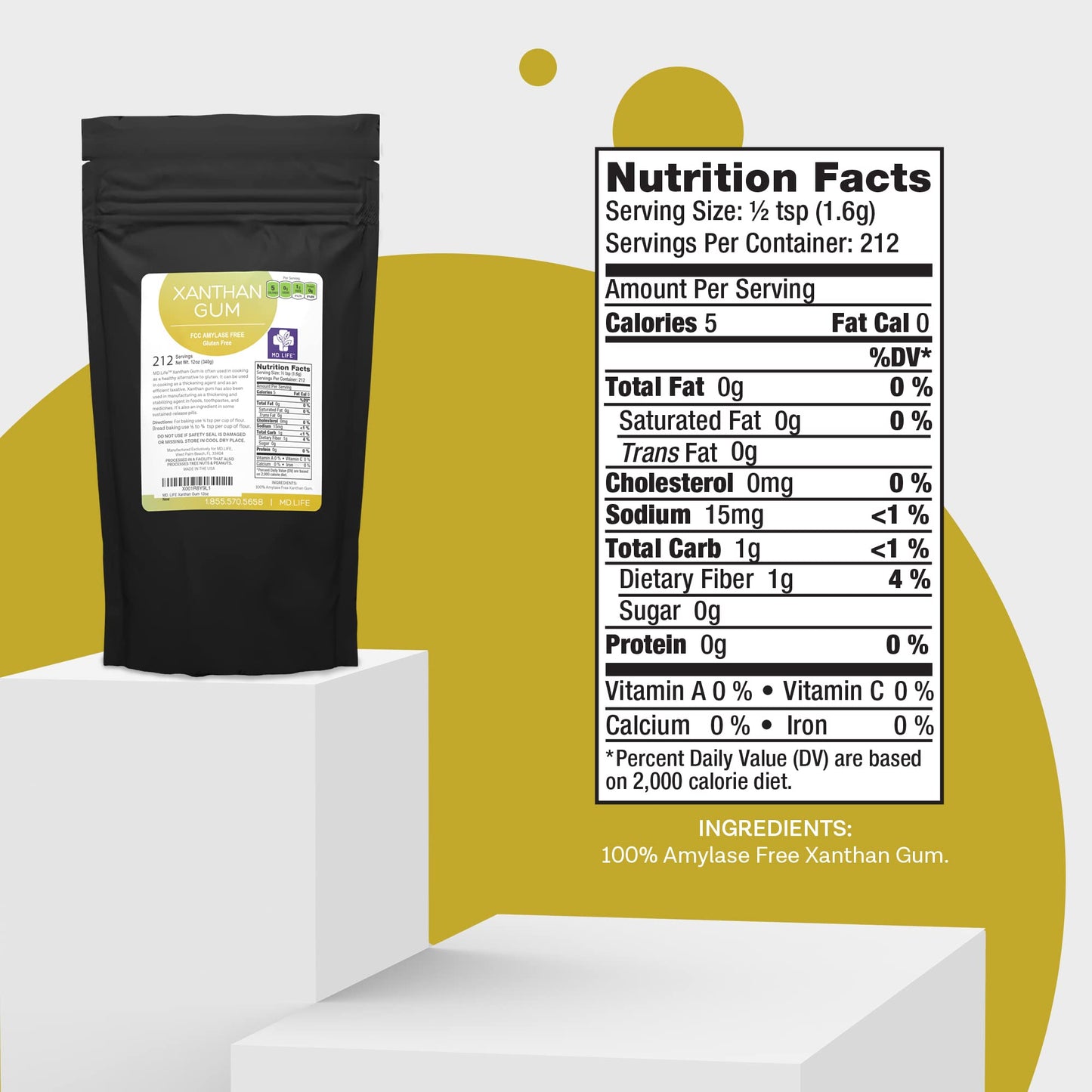 Md. Life Xanthan Gum For Baking Keto - 1 Pound - 100% Natural Xanthan Gum Powder - Keto Friendly & Gluten Free - Carb Free Xanth