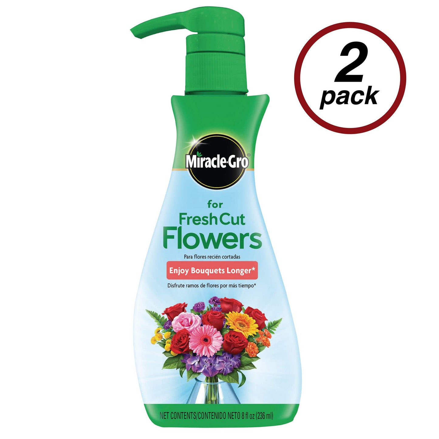 Miracle-Gro For Fresh Cut Flowers, 8 Oz., For All Bouquets And Cut Flowers, 2-Pack