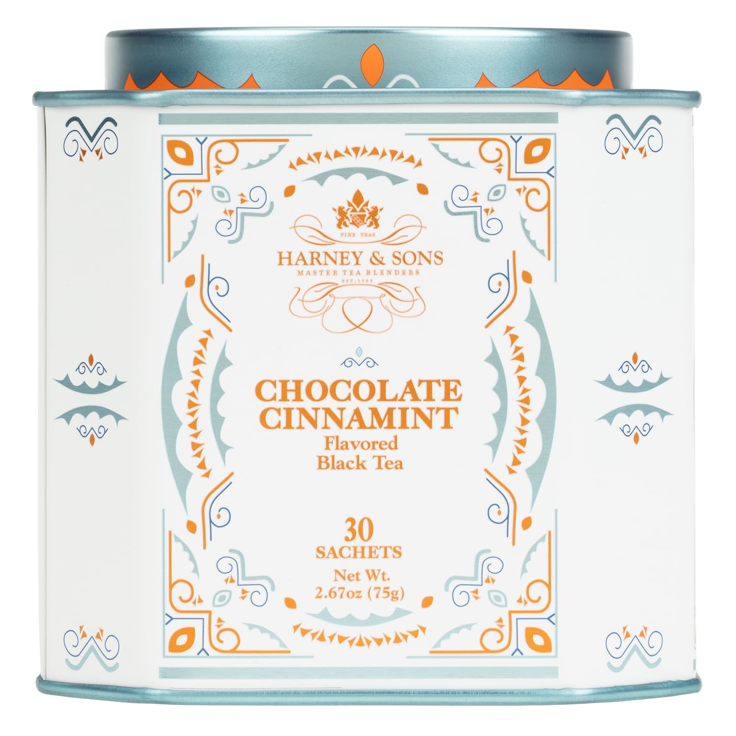 Harney & Sons Chocolate Cinnamint Tea, Black Tea with Chocolate Flavor and Peppermint, 30 Sachets, Model 03-0568
