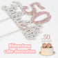 Laskyer 50 & Fabulous Silver Pink Rhinestone Cake Topper - Happy 50Th Birthday Cheers To Fifty Years Old Bday Party Metal Sparkl