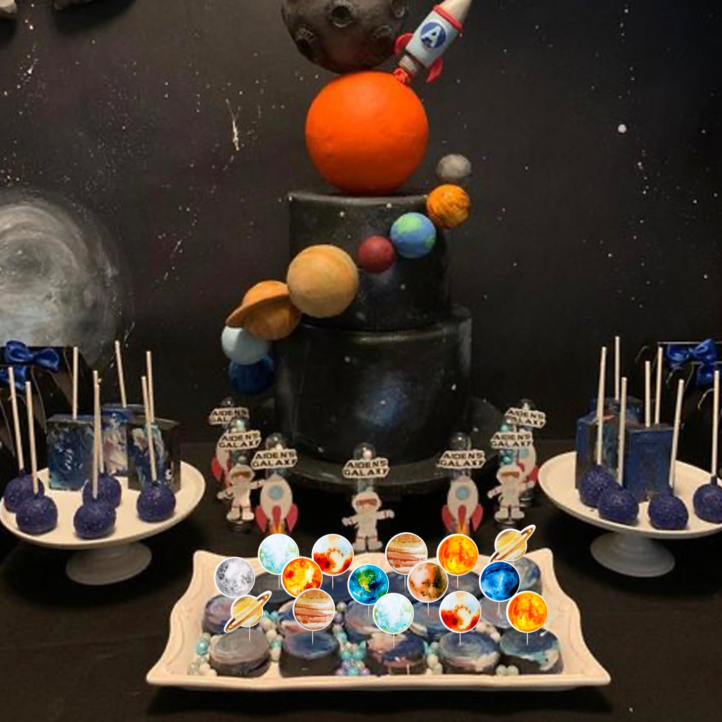 YCTHUNFISH Outer Space Cupcake Toppers, 40 Pack, Paper,  t Rocket Spaceship, Birthday Party Decorations, Multi-Color