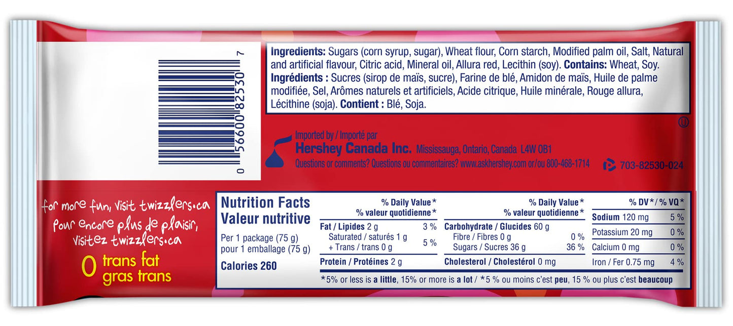 Twizzlers Licorice, Cherry Nibs, 24Pk/75G/2.6 Oz. Bags, (Imported From Canada)
