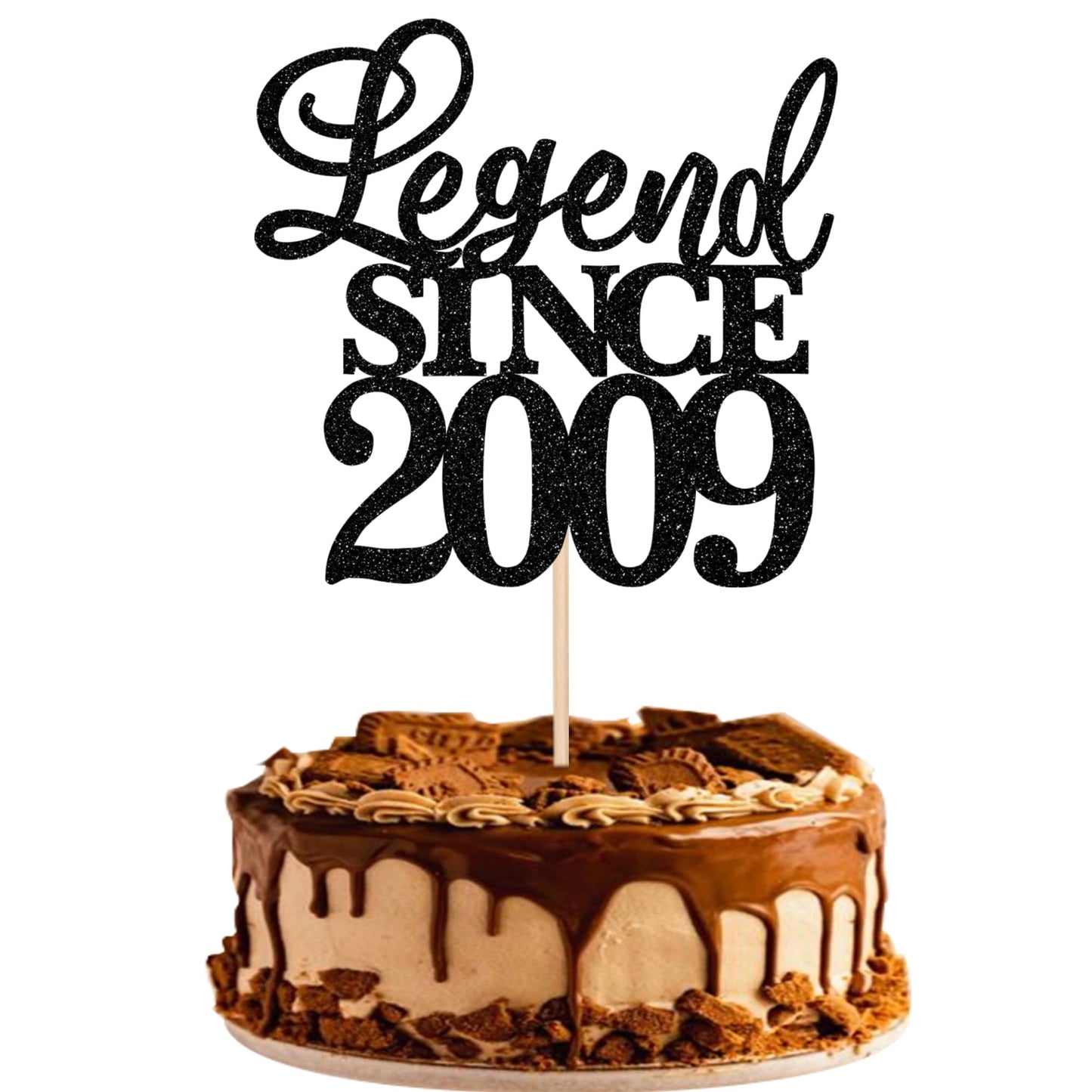 Rsstarxi Cake Topper, Glitter Happy 16th Birthday, Cheers to 16 Years, Black, Model XM310-2009