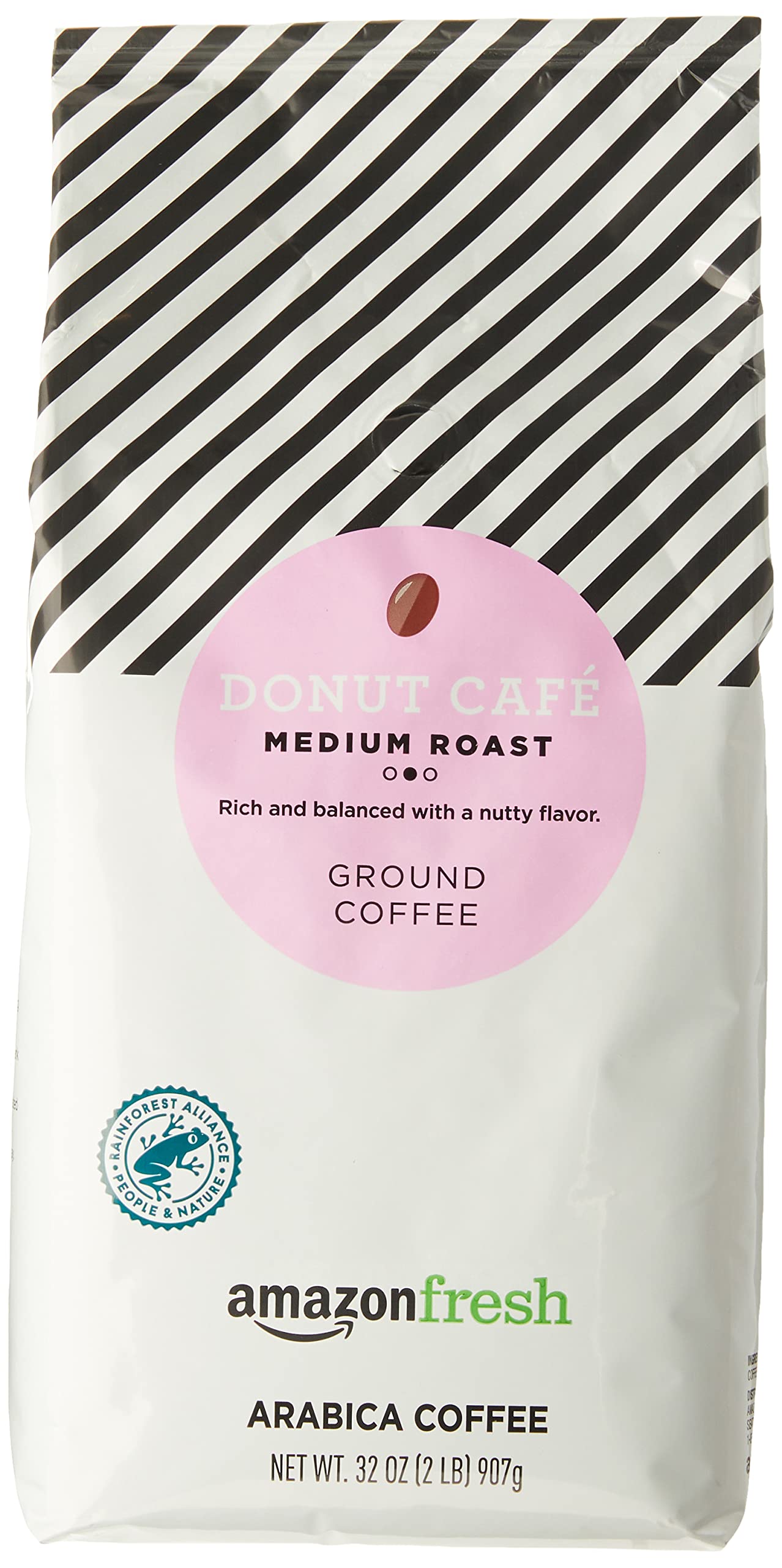 Amazonfresh Donut Cafe Ground Coffee, Medium Roast, 32 Ounce